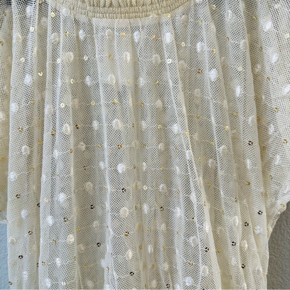 Anthropologie Leifnotes Dot Gleam Sequined Hi Low Beige Cream Gold dress 10 NWT - Picture 4 of 7